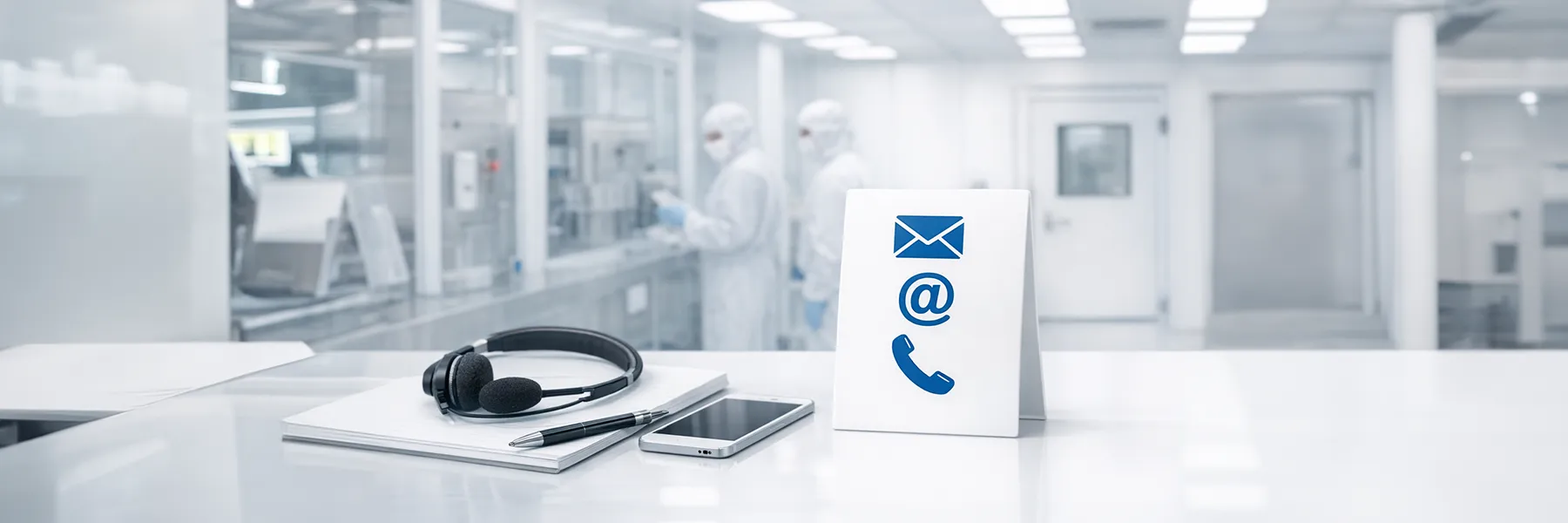 sala blanca de ecofred con datos de contacto